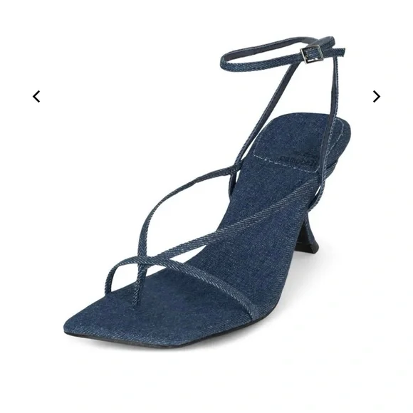 Denim Strap Kitten heels sandals - Picture 1 of 9